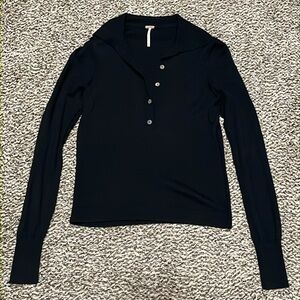 Free People Reverse Stitch Collar Button Front Sweater